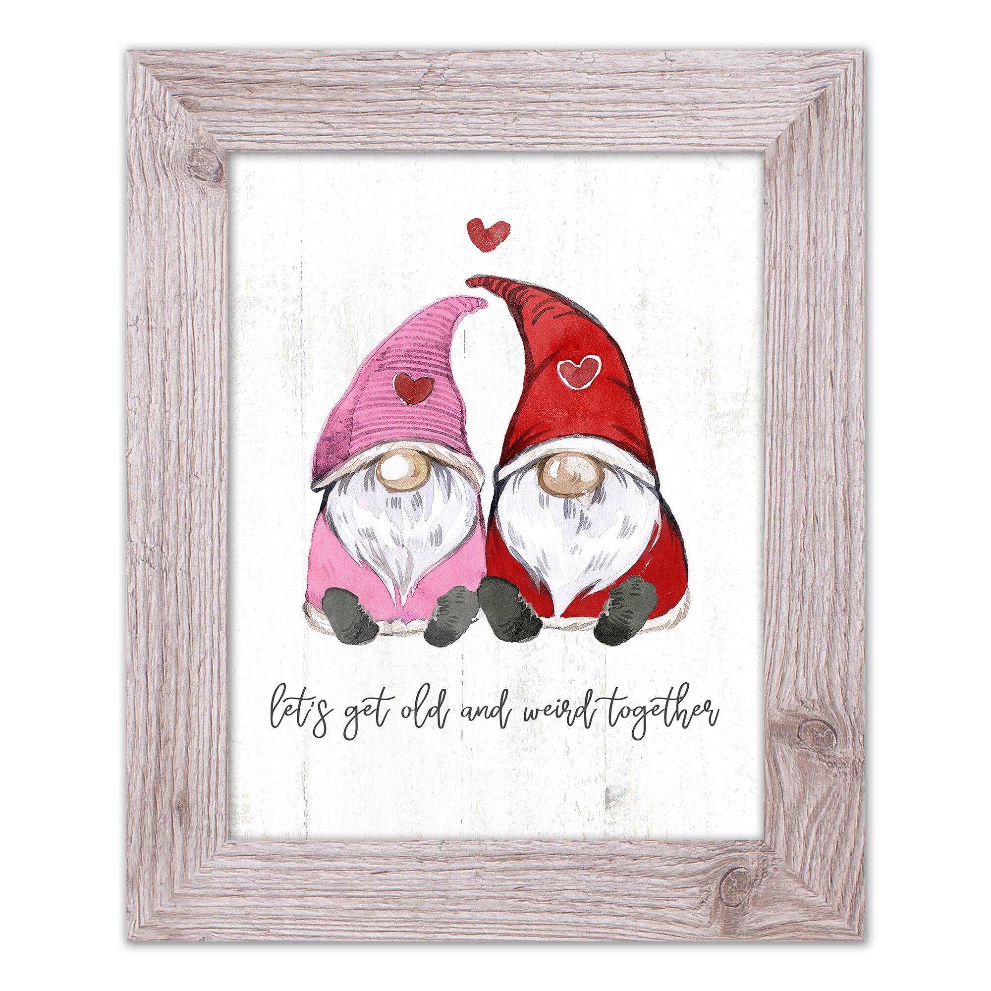 Get Old And Weird Together Gnomes Western White Framed Print